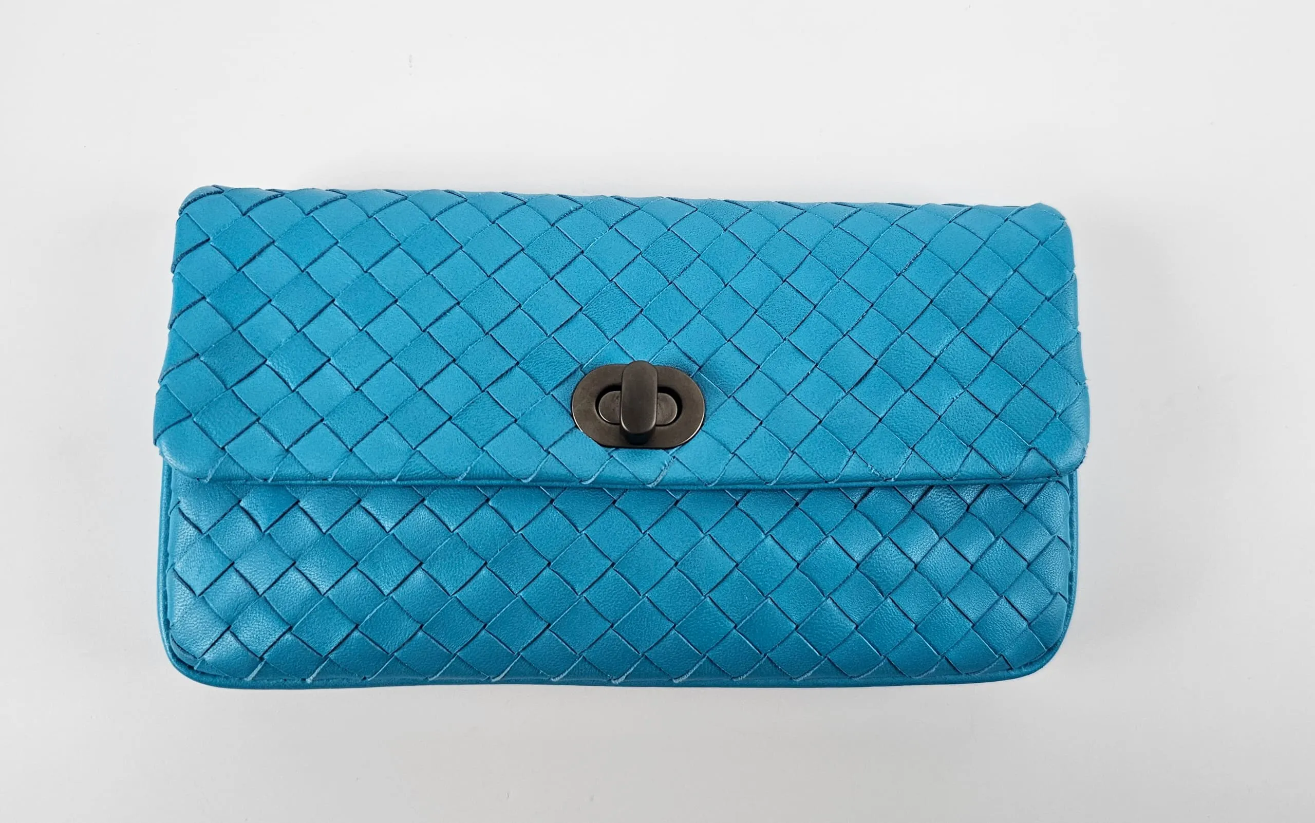 Sky Blue Interraciato Leather Continental Wallet B00452332J