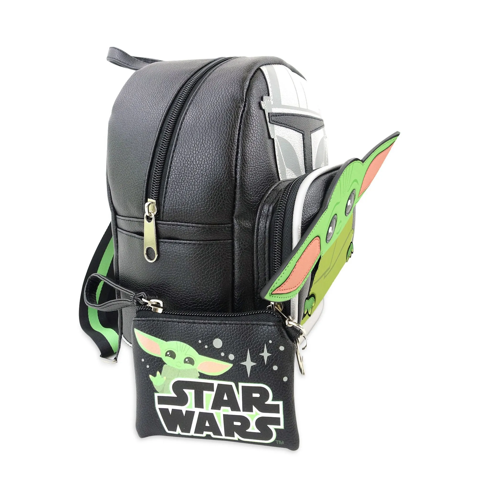 Star Wars Mandalorian The Child Women's PU Mini Backpack with Detachable Coin Purse