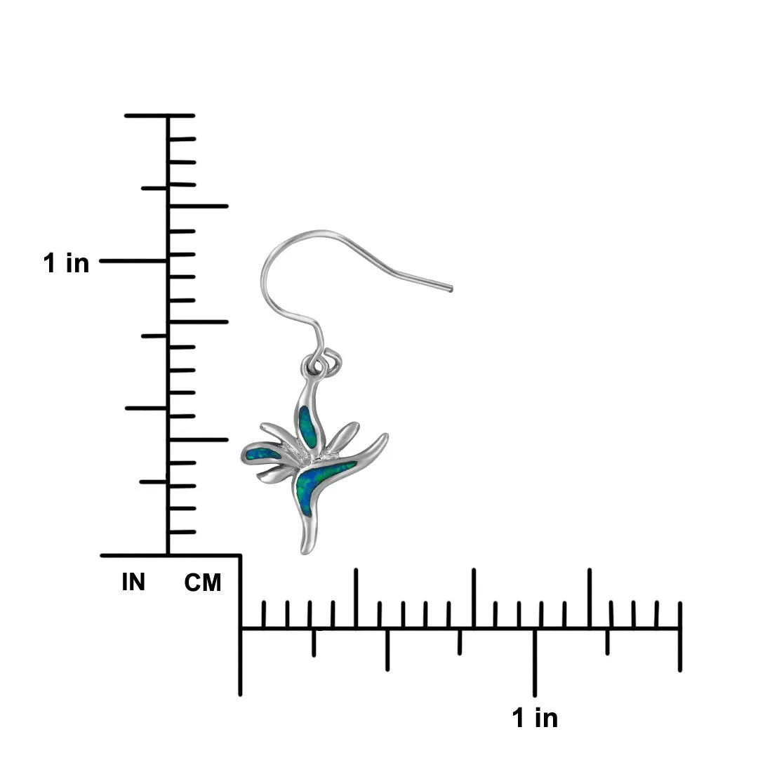 Sterling Silver Synthetic Opal Bird of Paradise Dangle Earrings