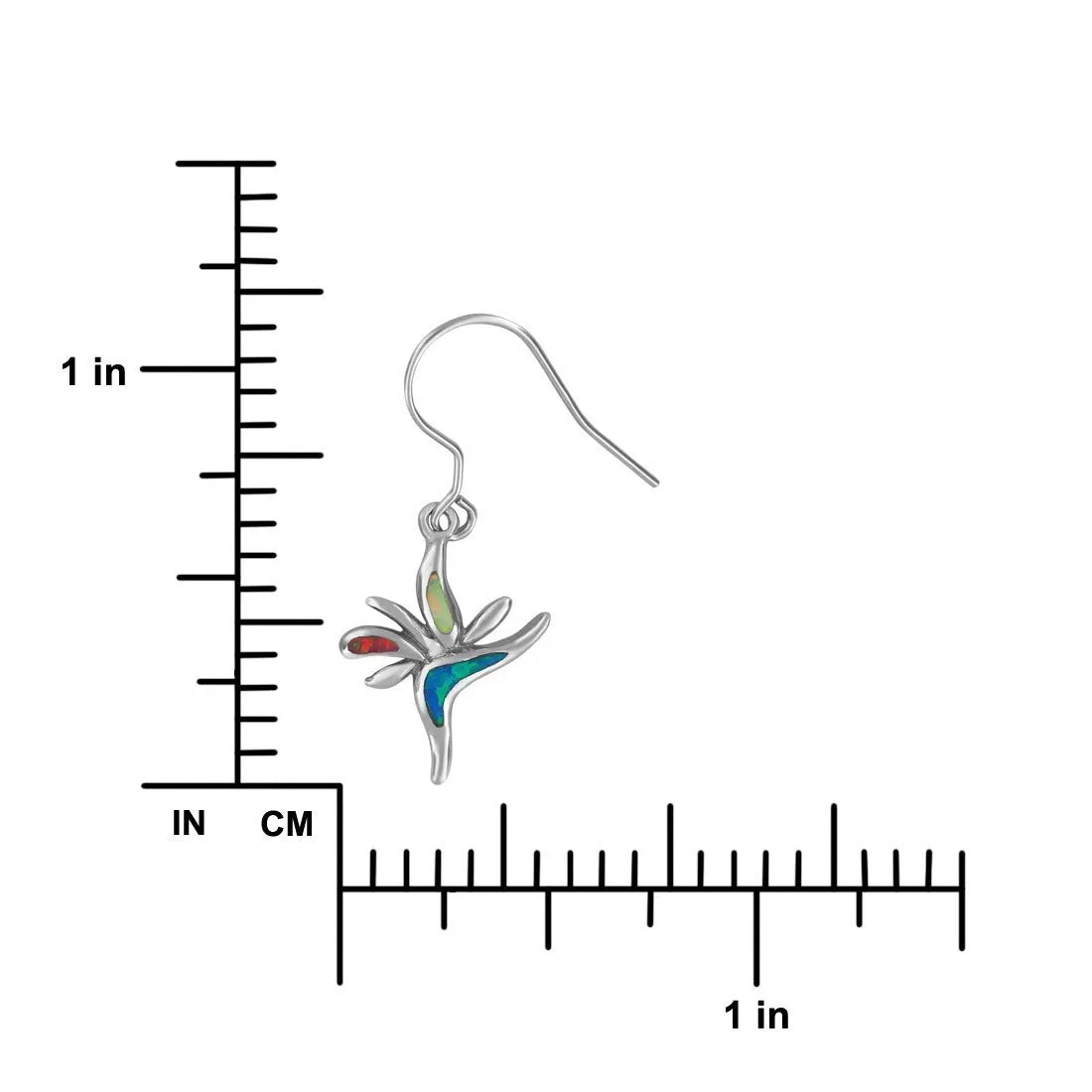 Sterling Silver Synthetic Opal Bird of Paradise Dangle Earrings