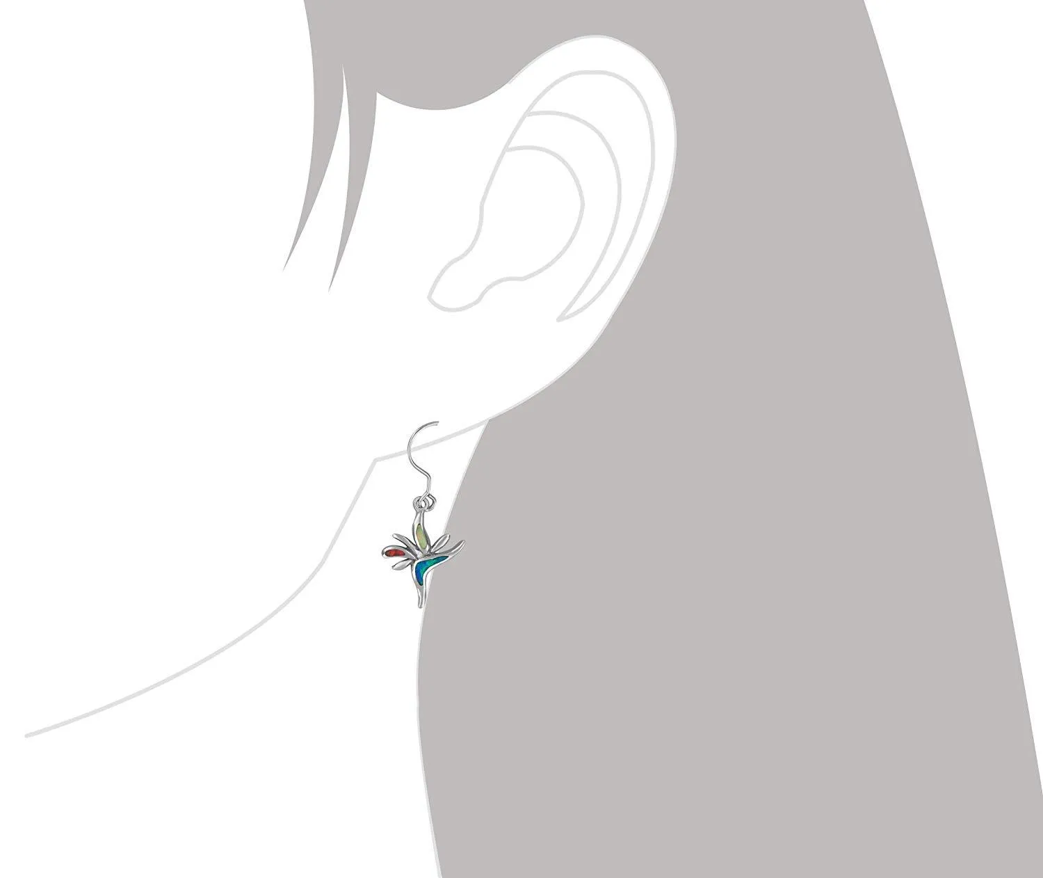 Sterling Silver Synthetic Opal Bird of Paradise Dangle Earrings