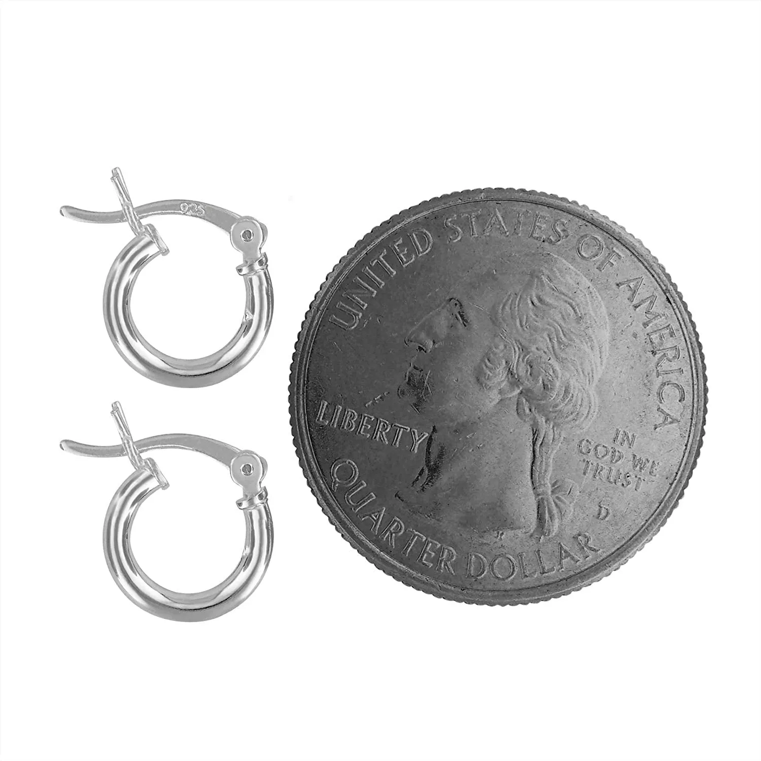 Sterling Silver Tiny Huggies Hoop Earrings 2mm x 10mm