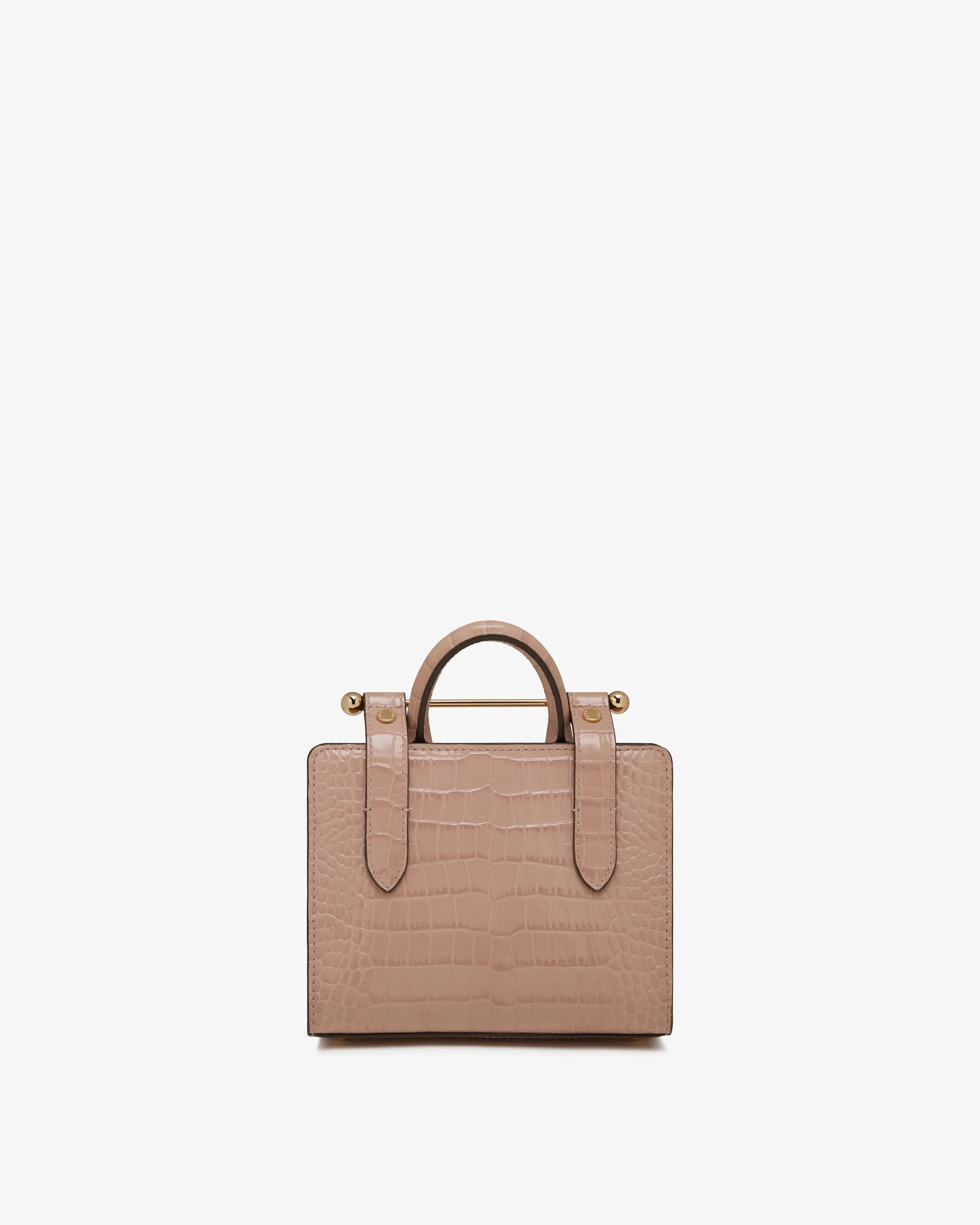 The Strathberry Nano Tote - Croc-Embossed Leather Peony