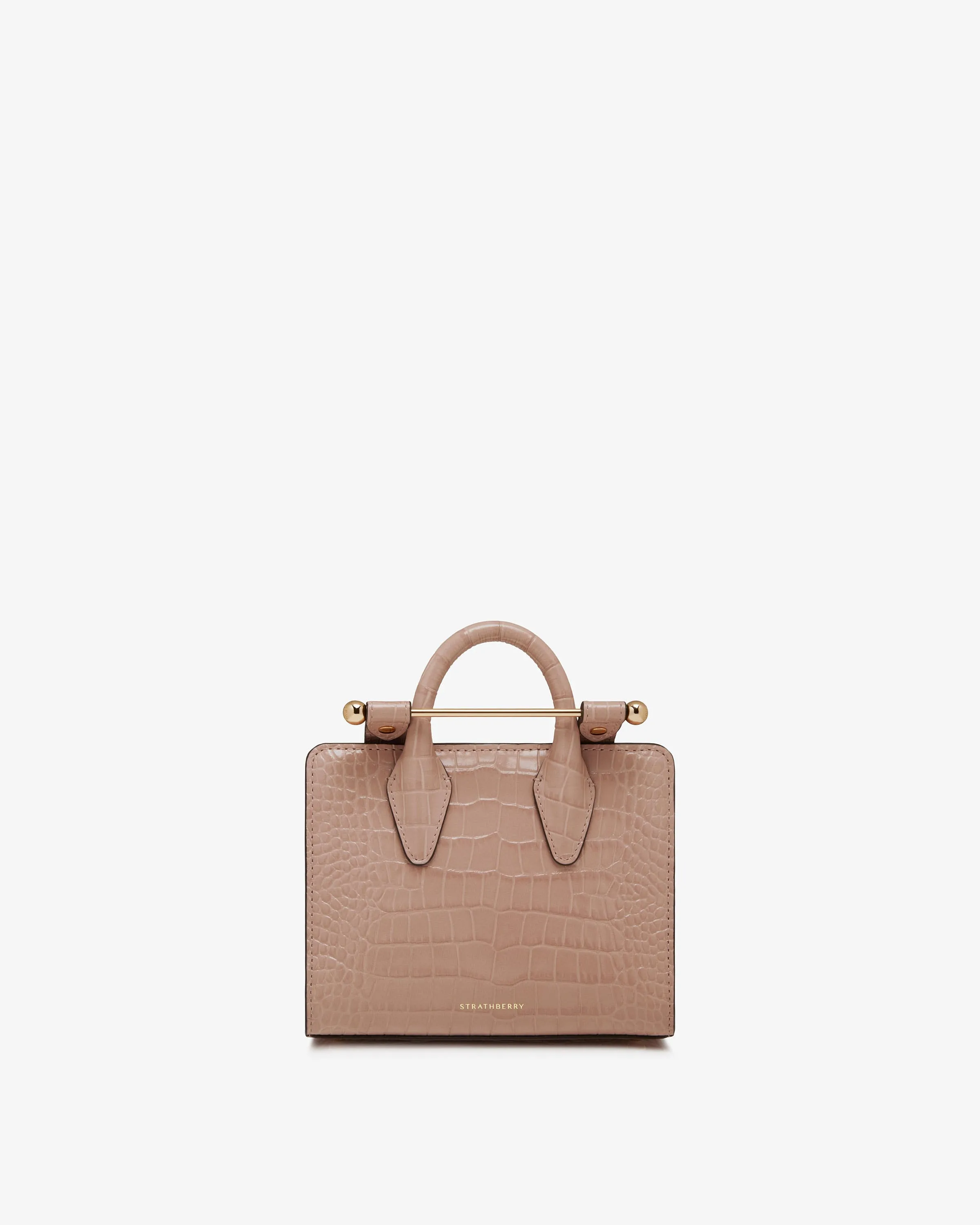 The Strathberry Nano Tote - Croc-Embossed Leather Peony