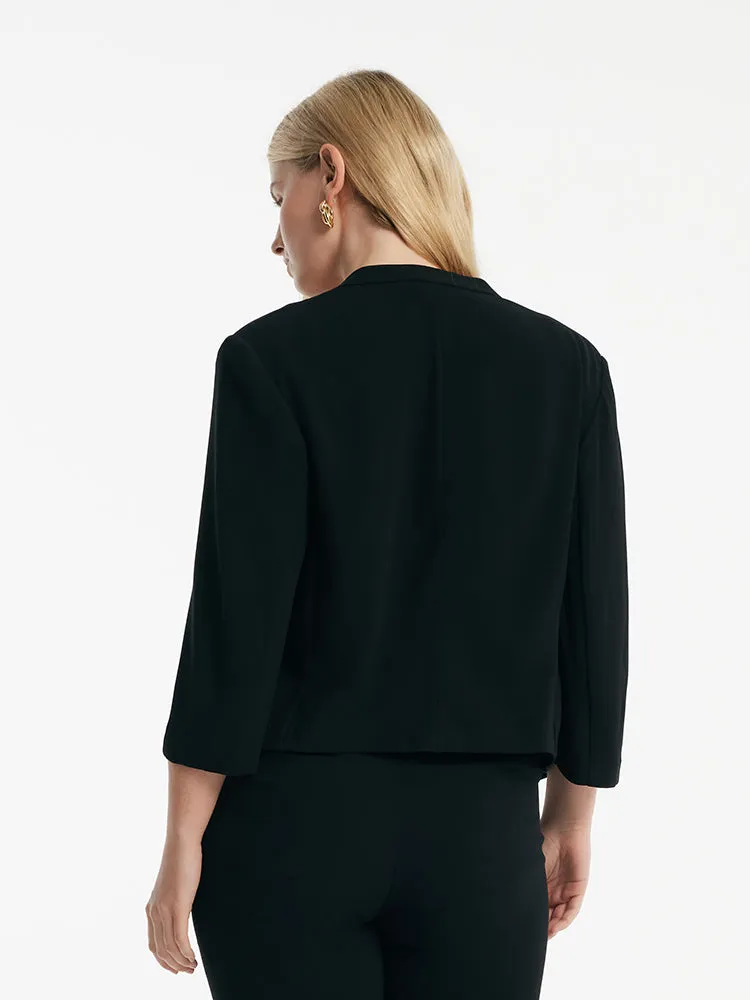 Triacetate 3/4 Sleeves Women Crop Blazer