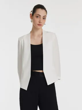 Triacetate 3/4 Sleeves Women Crop Blazer