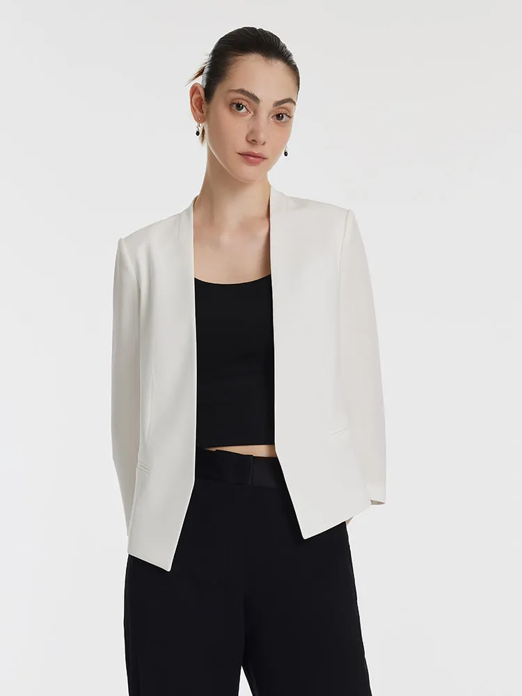 Triacetate 3/4 Sleeves Women Crop Blazer