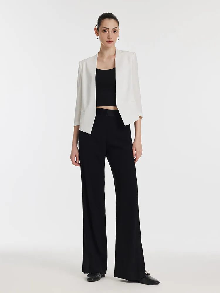 Triacetate 3/4 Sleeves Women Crop Blazer