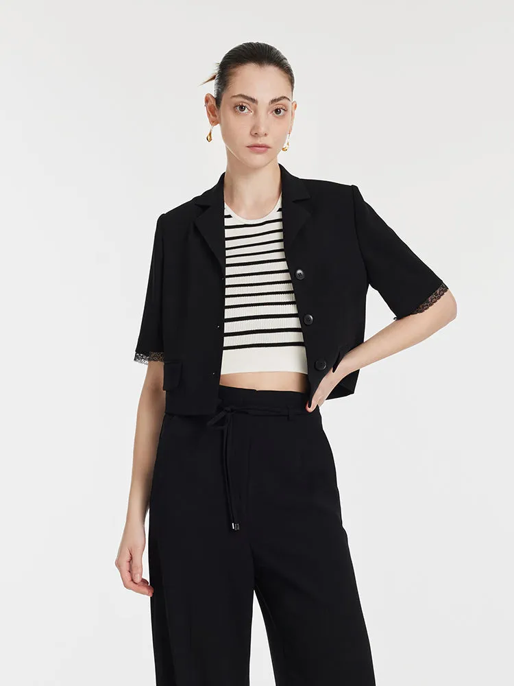 Triacetate Single-Breasted Women Crop Jacket