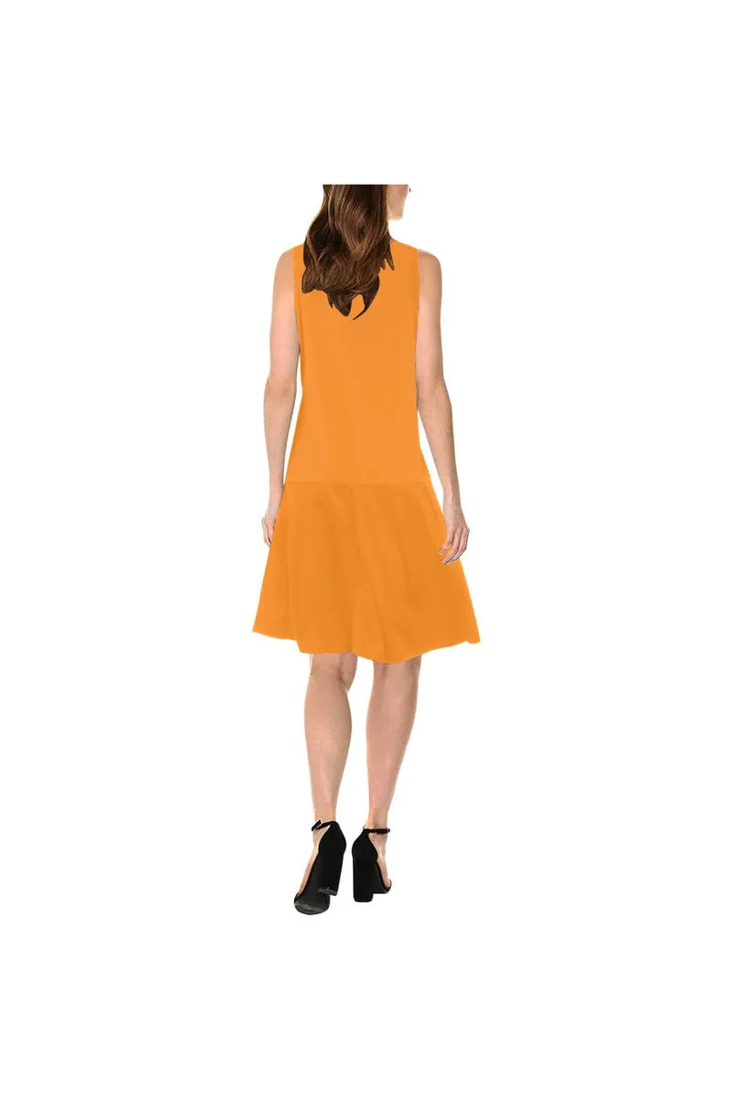 Turmeric Timbre Sleeveless Splicing Shift Dress(Model D17)