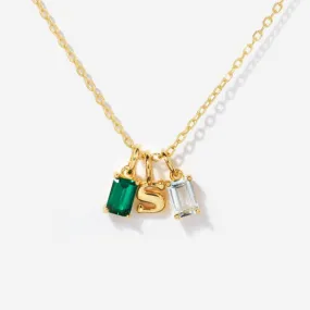 Two-Birthstone Initial Necklace