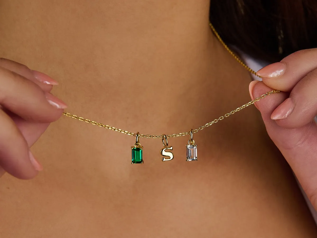 Two-Birthstone Initial Necklace