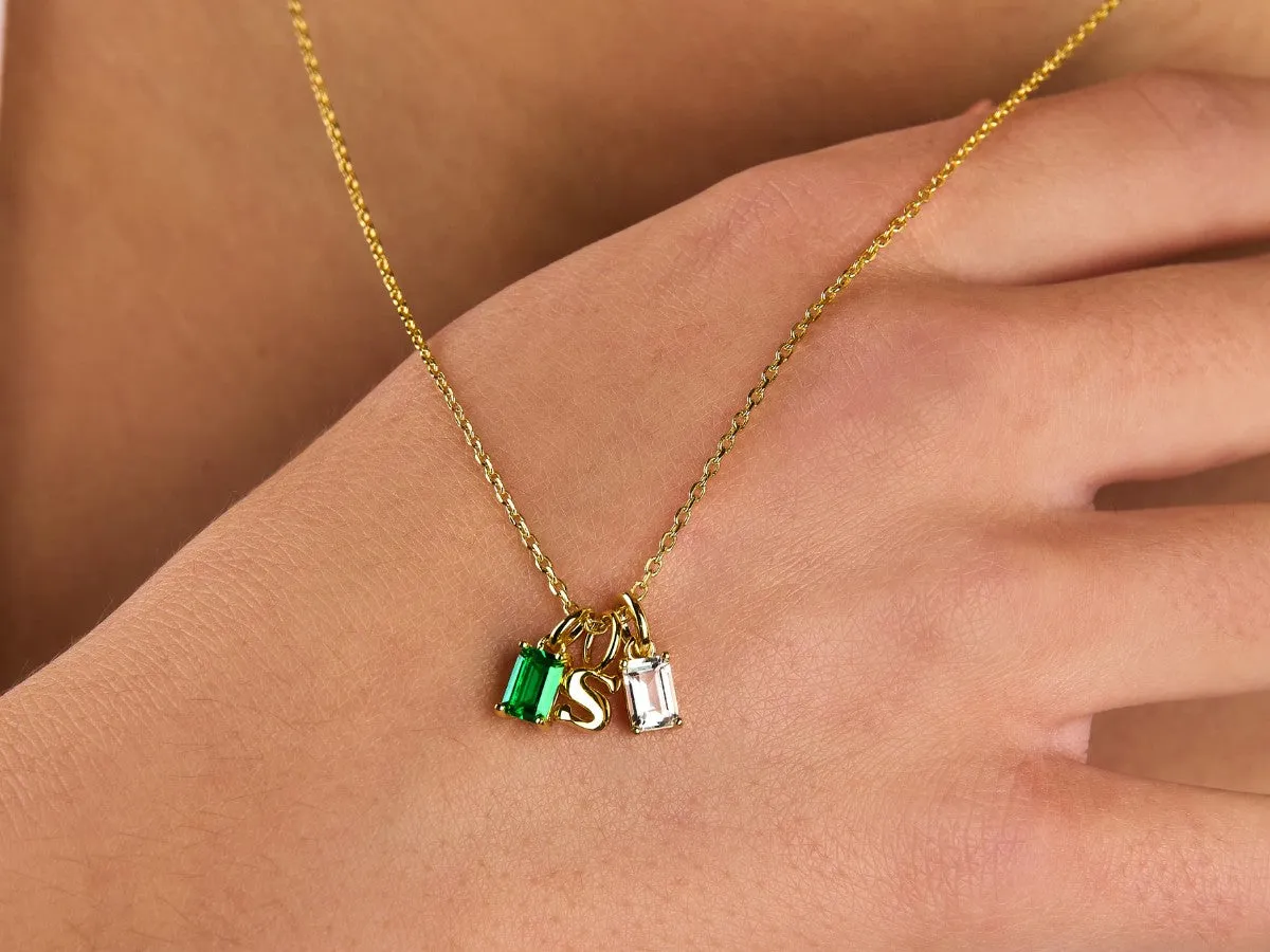 Two-Birthstone Initial Necklace