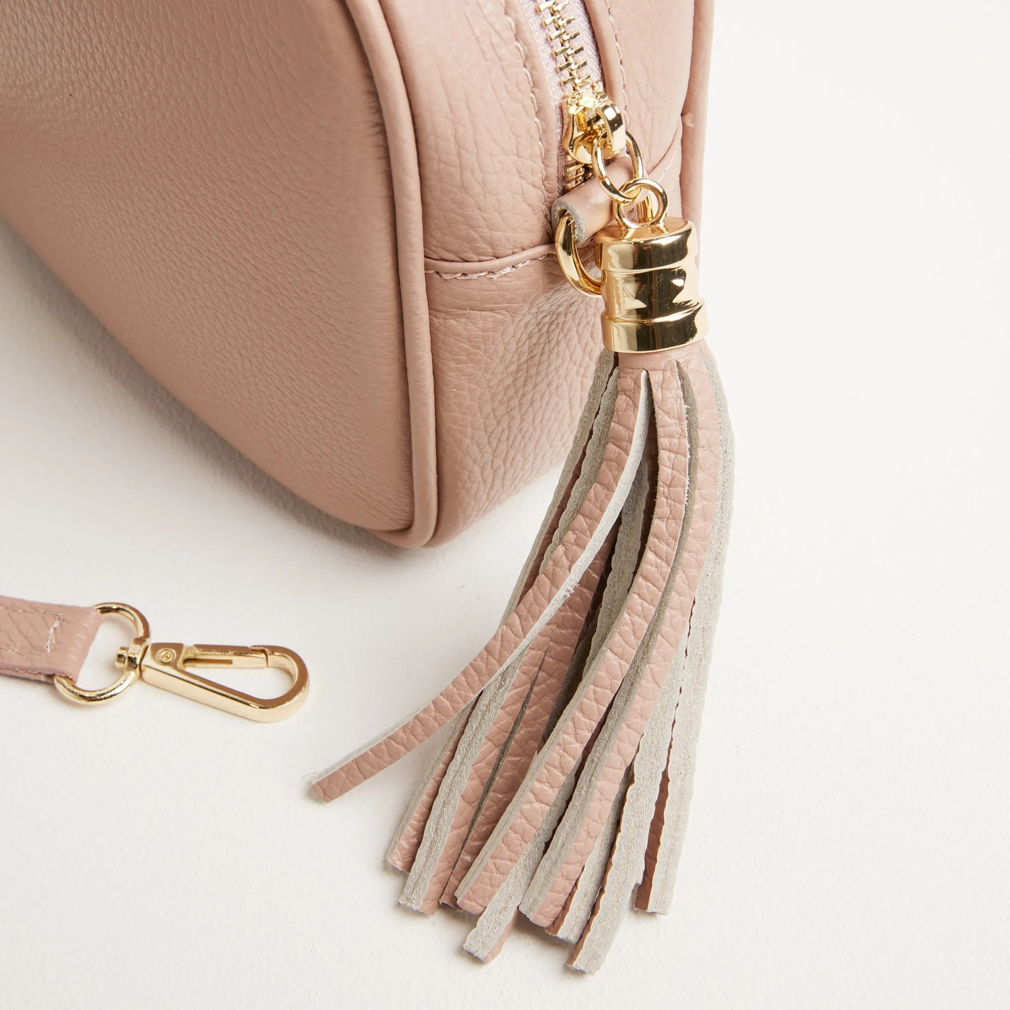 Verona Crossbody Tassel Blush Bag with Mustard and Pink Boho Strap