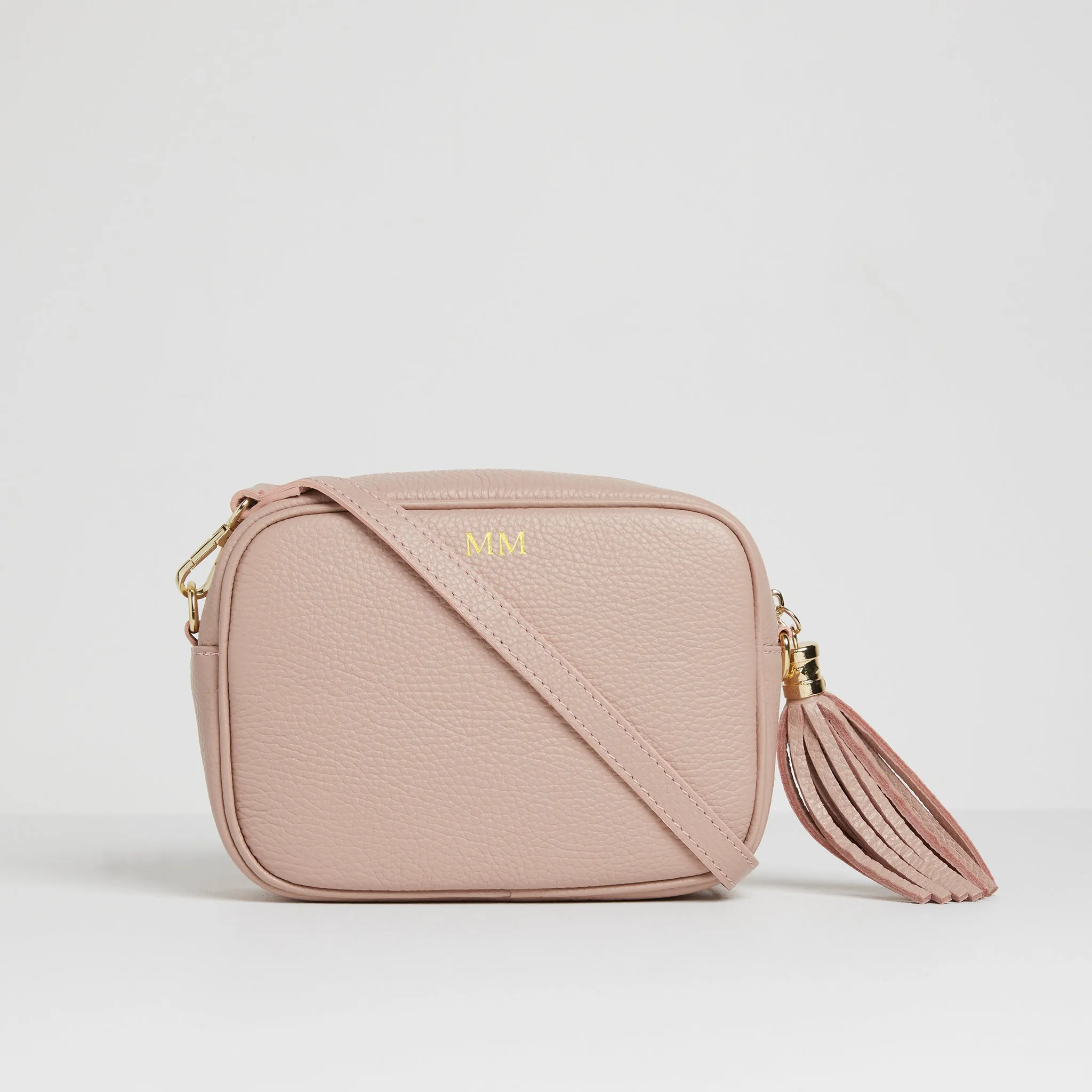 Verona Crossbody Tassel Blush Bag with Mustard and Pink Boho Strap