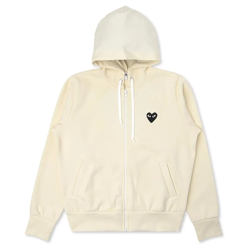 Women's Big Black Heart Hooded Sweatshirt - Ivory