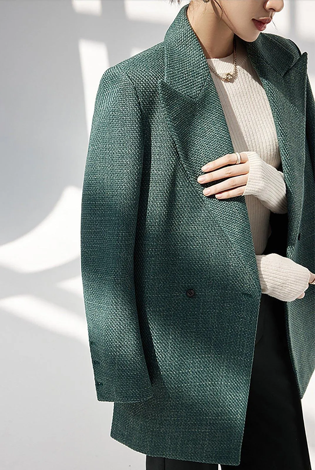 Women's Blazer Coat,Green Suit Women,Oversize Blazer,Green Blazer Women,Loose Suit Jacket,Double Breasted Suit Coat,Wedding Guest Suit women