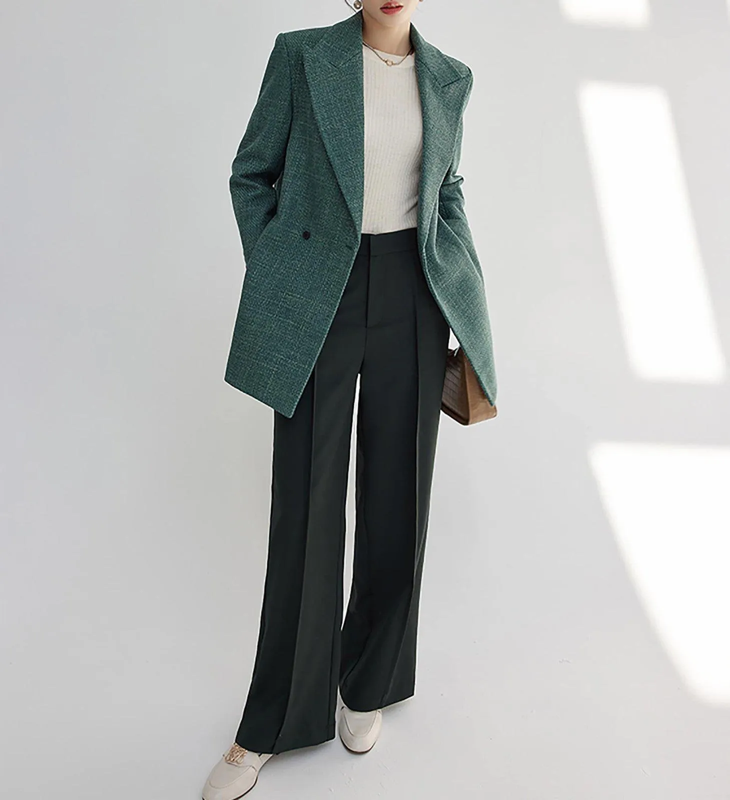 Women's Blazer Coat,Green Suit Women,Oversize Blazer,Green Blazer Women,Loose Suit Jacket,Double Breasted Suit Coat,Wedding Guest Suit women