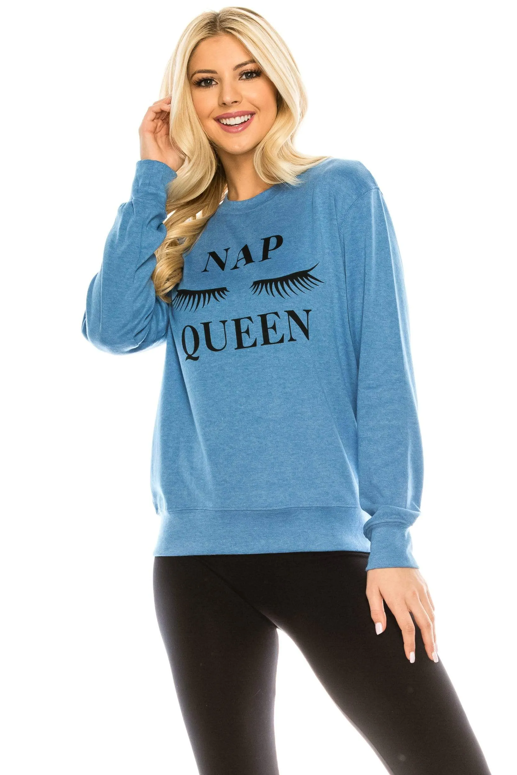 Women's Nap Queen Lounging Themed Sweatshirt with Bonus Eye Mask 2 Piece Gift Set