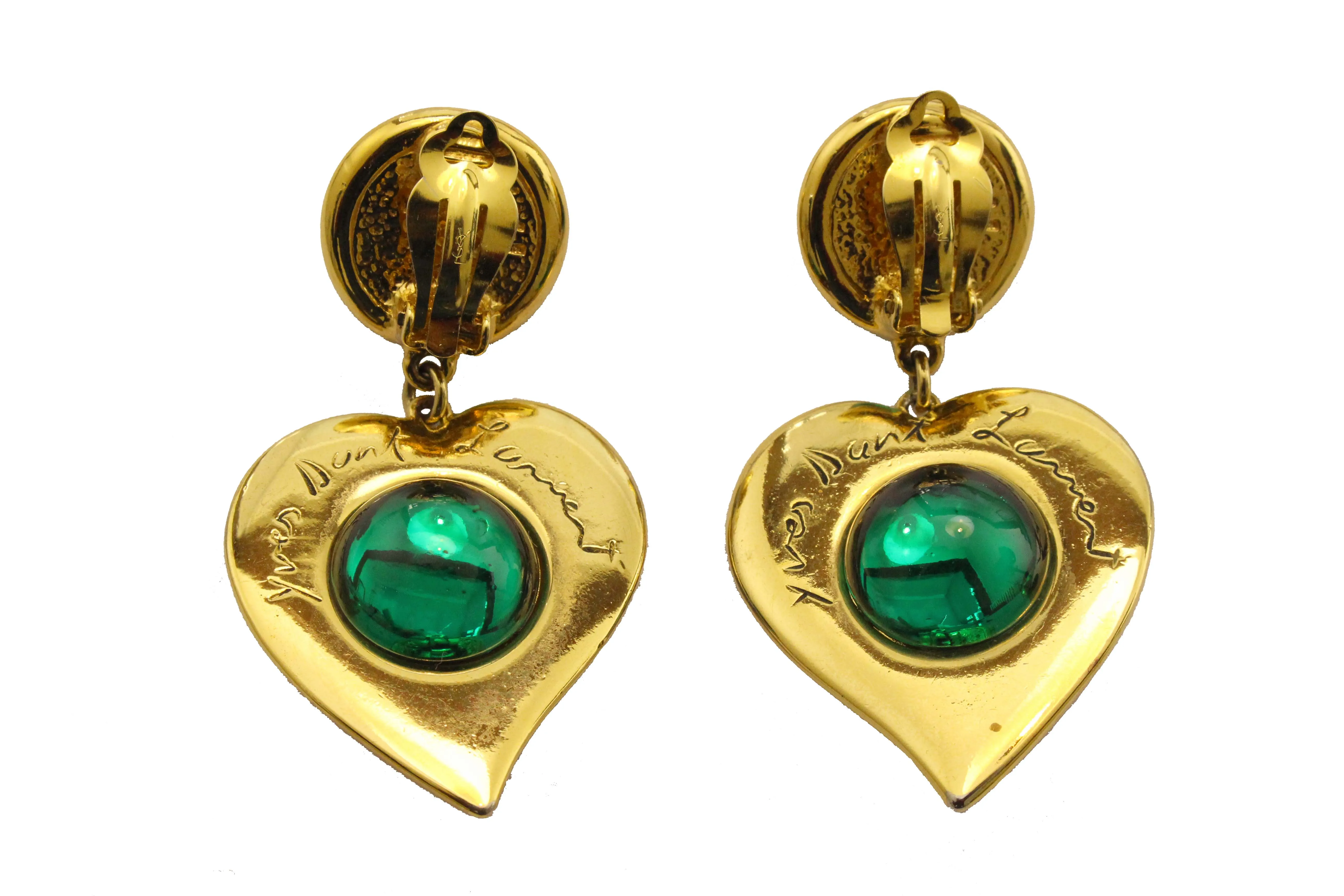 YVES SAINT LAURENT heart cabochons earrings