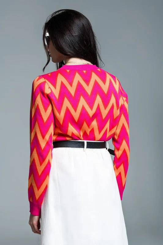 Zigzag Magenta Pink Sweater