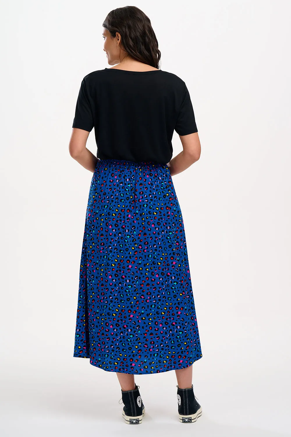 Zora Skirt - Light Navy, Rainbow Leopard