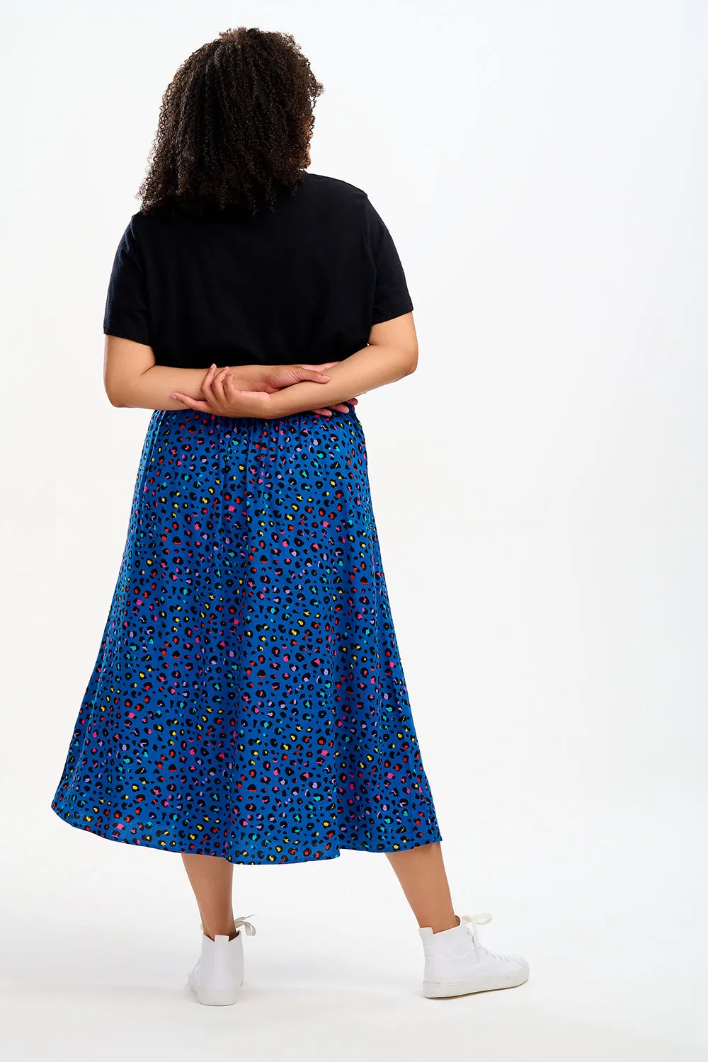 Zora Skirt - Light Navy, Rainbow Leopard